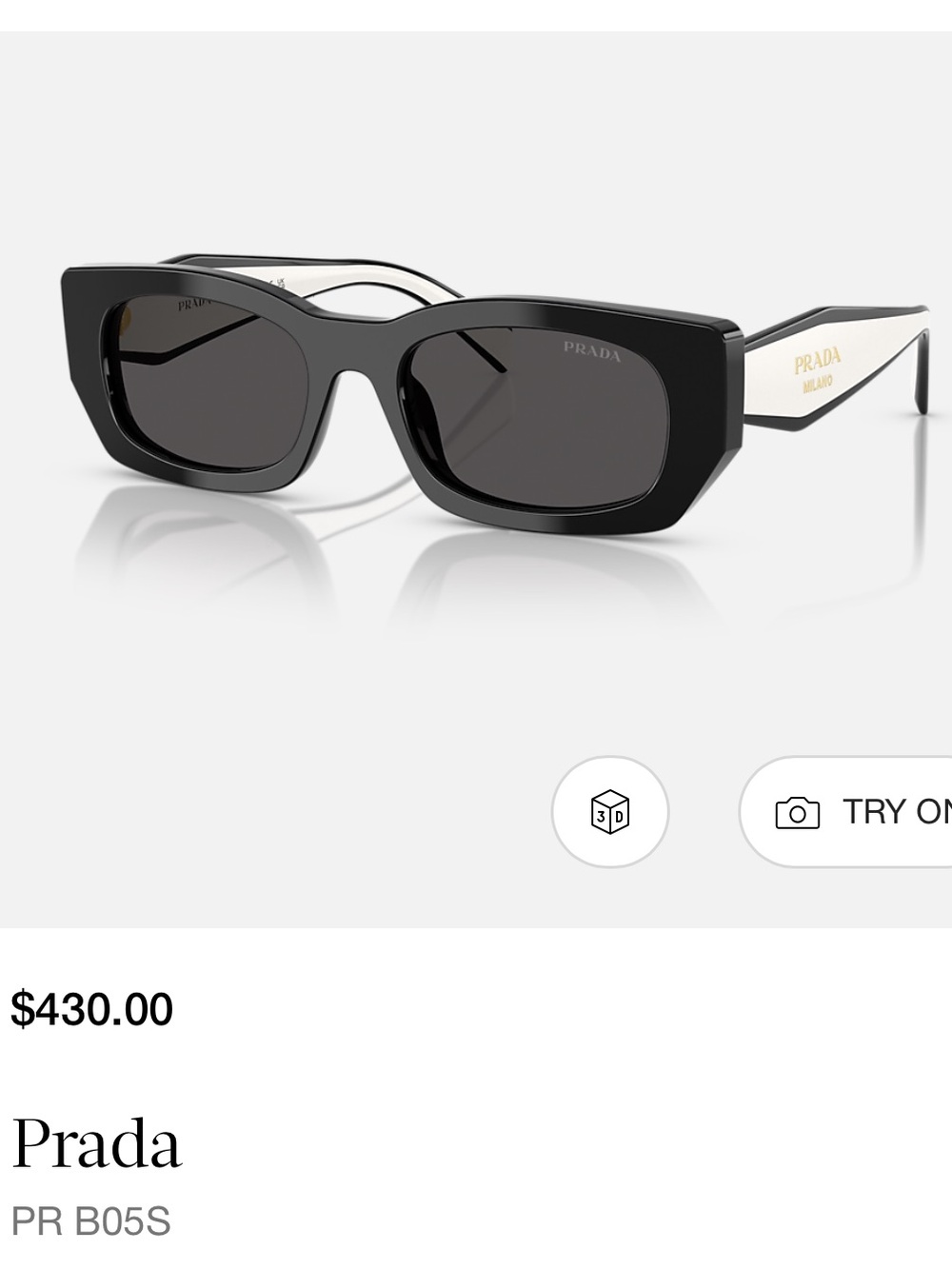 Prada Sunglasses PR B05S frame black lenses grey
